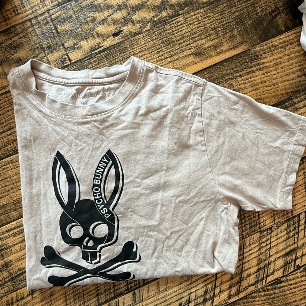 Psycho Bunny Kids Beige T-Shirt with Black Graphic